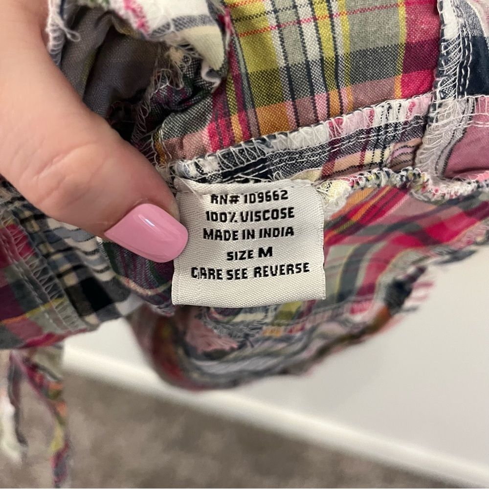 Tulip Patchwork Multicolored Button Front Top Med… - image 8